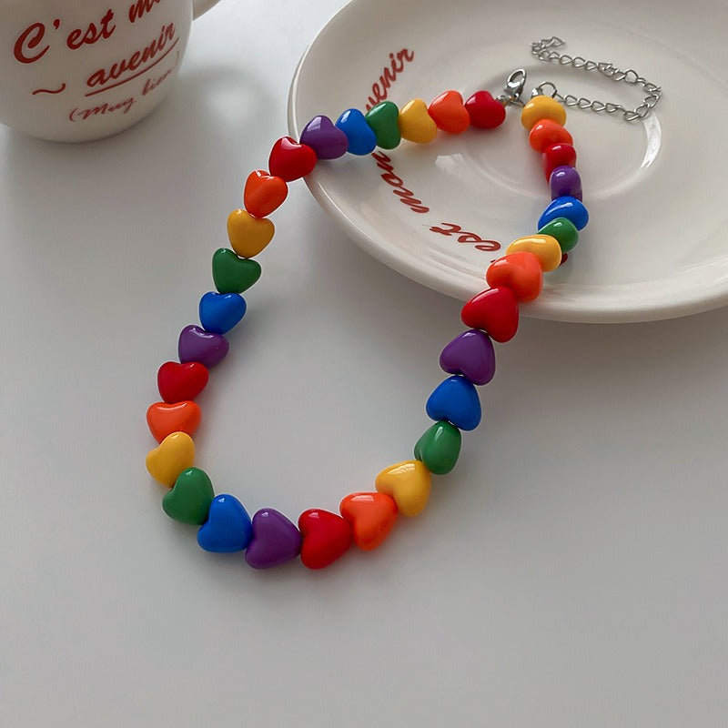 Rainbow Hearts Necklace