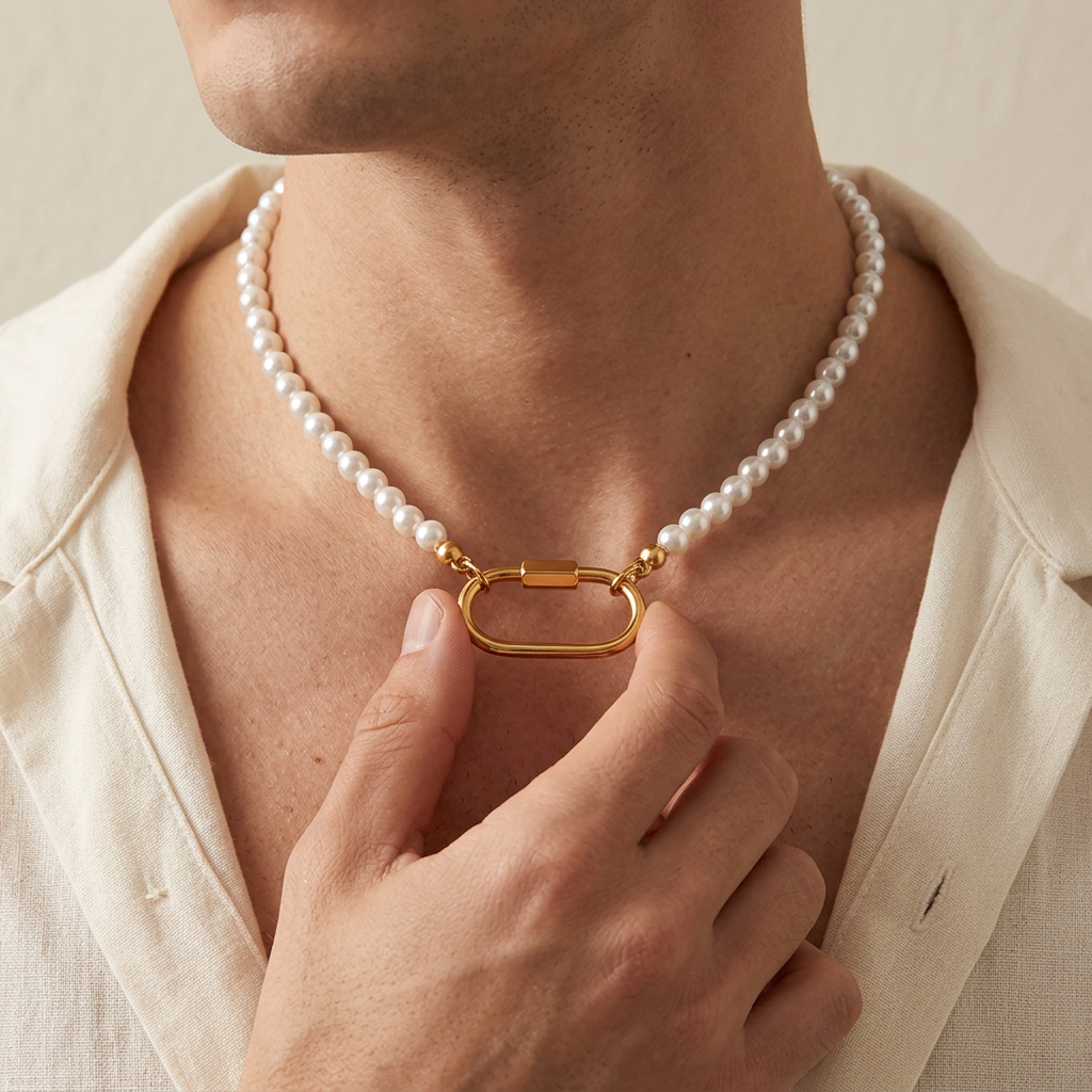 Pearl Carabiner Necklace