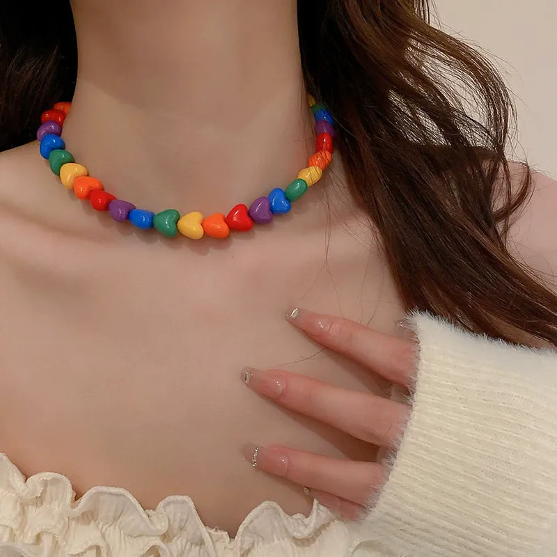 Rainbow Hearts Necklace