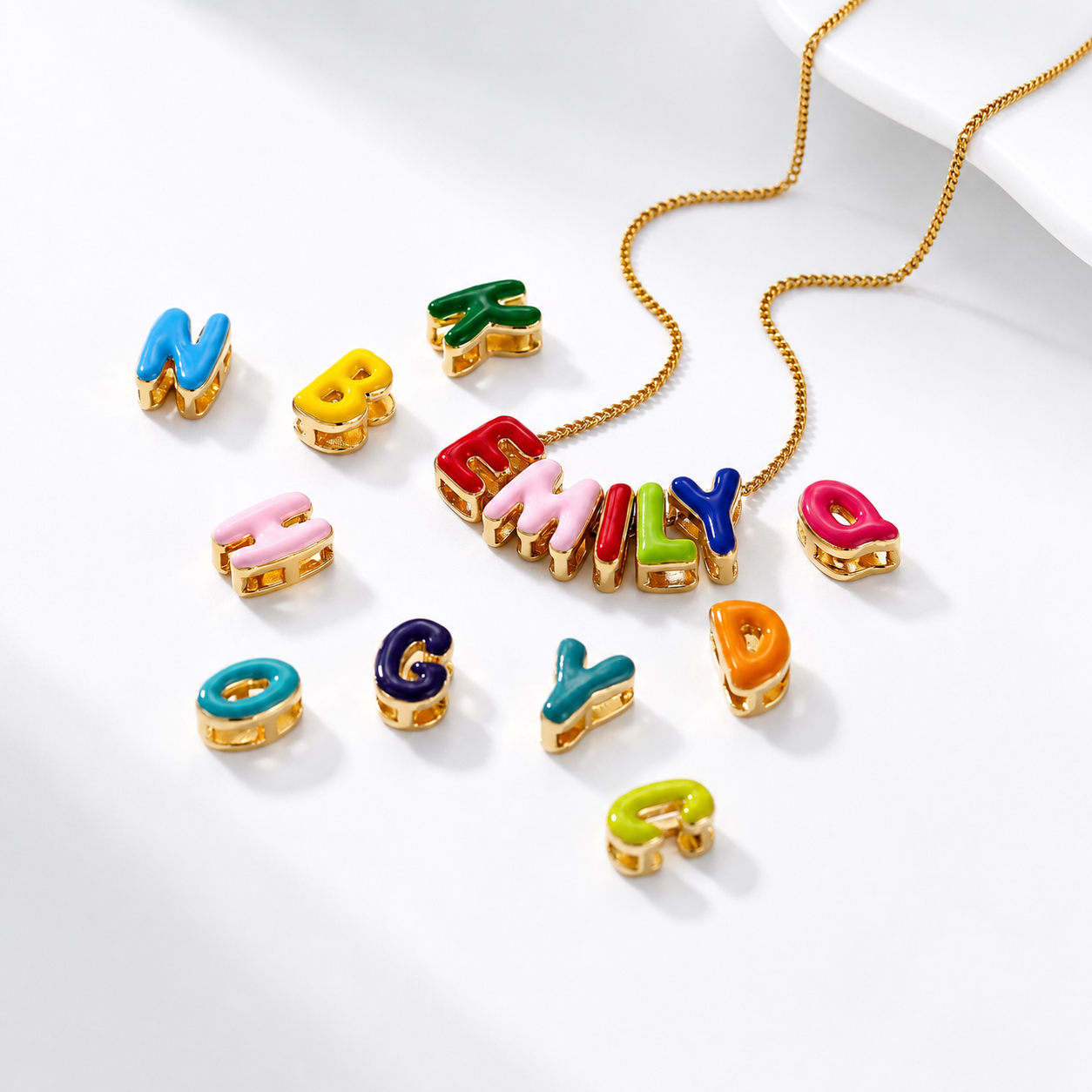Rainbow Bubble Personalised Necklace