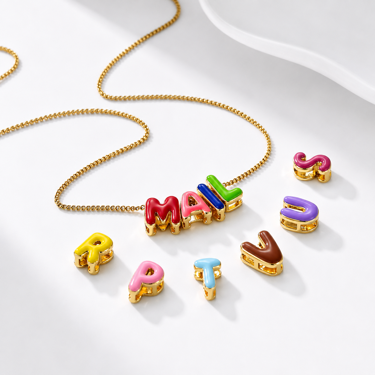 Rainbow Bubble Personalised Necklace