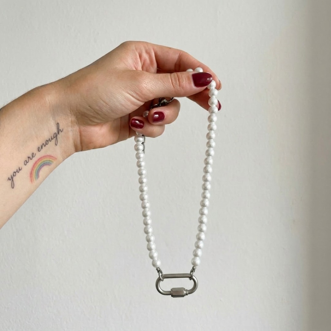 Pearl Carabiner Necklace