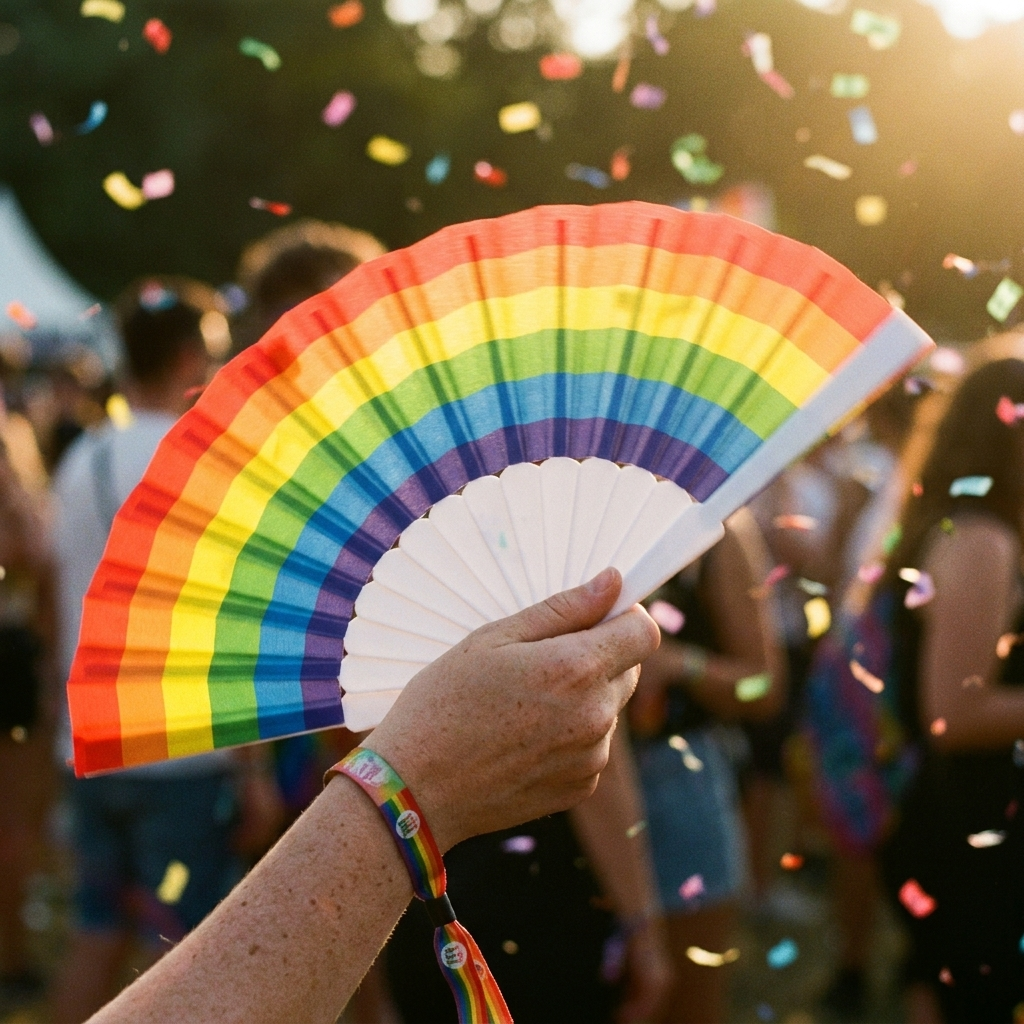 Rainbow Handheld Folding Fan