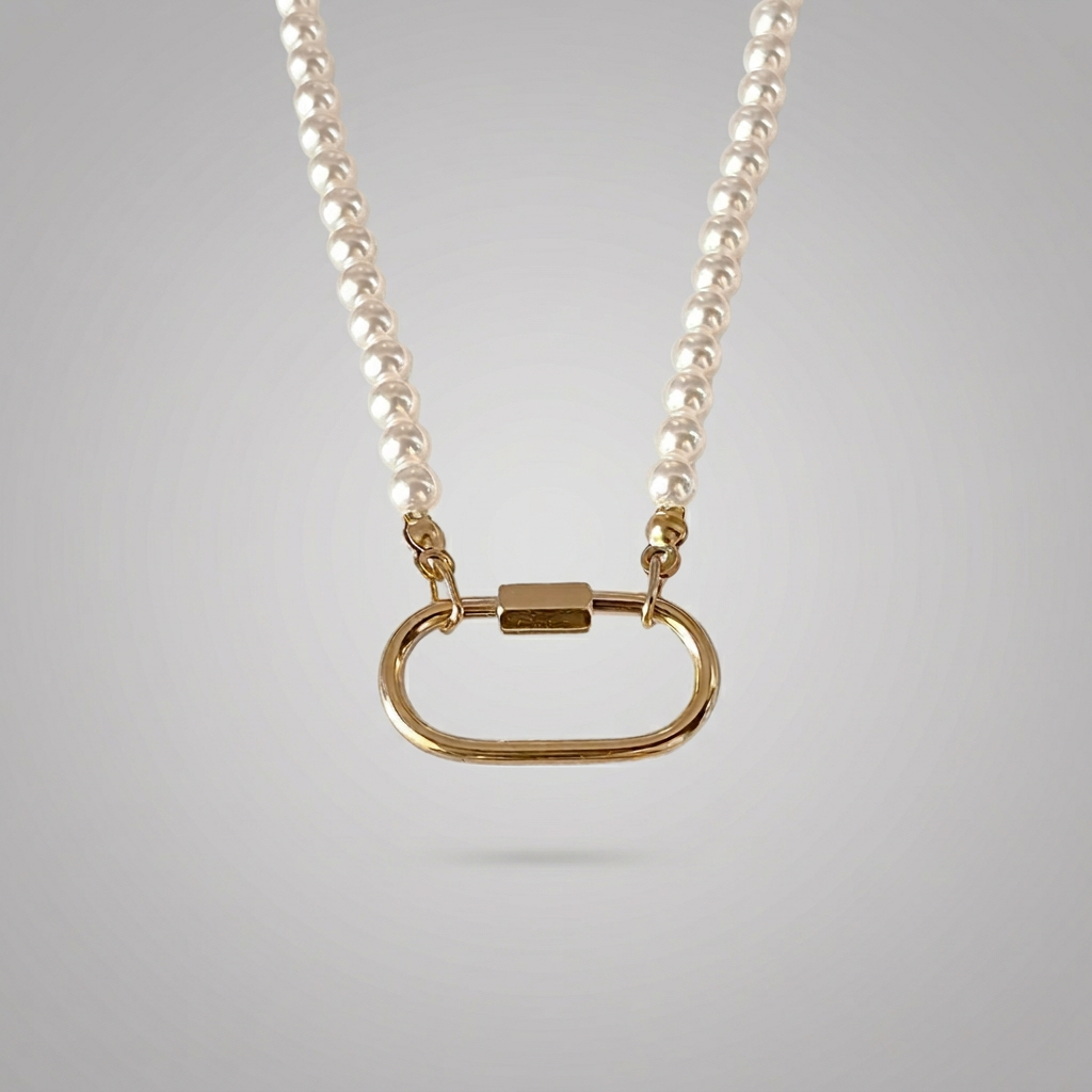 Pearl Carabiner Necklace