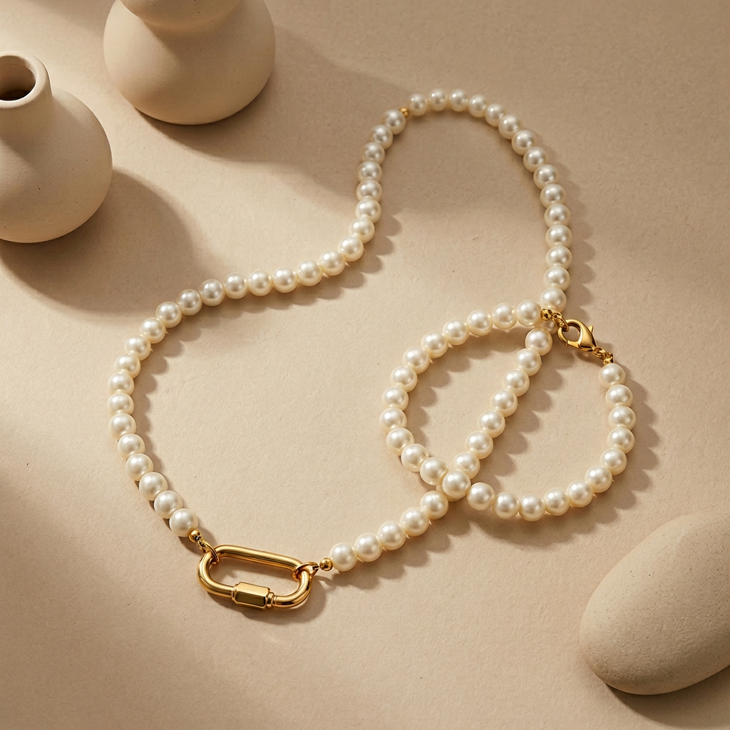 Pearl Carabiner Necklace