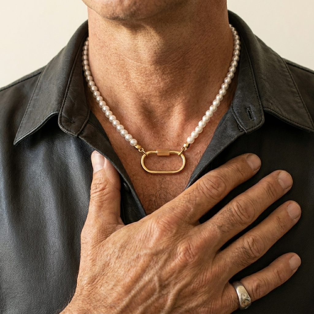 Pearl Carabiner Necklace