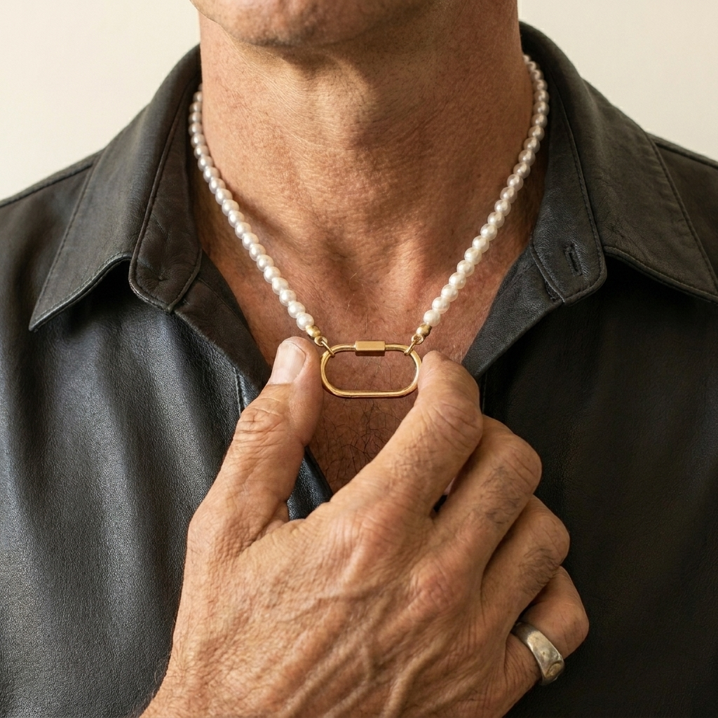 Pearl Carabiner Necklace