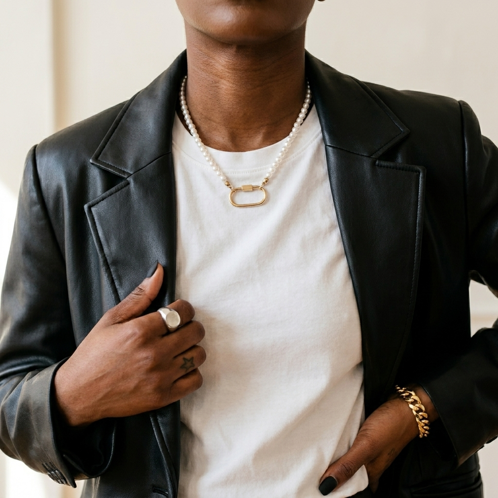 Pearl Carabiner Necklace