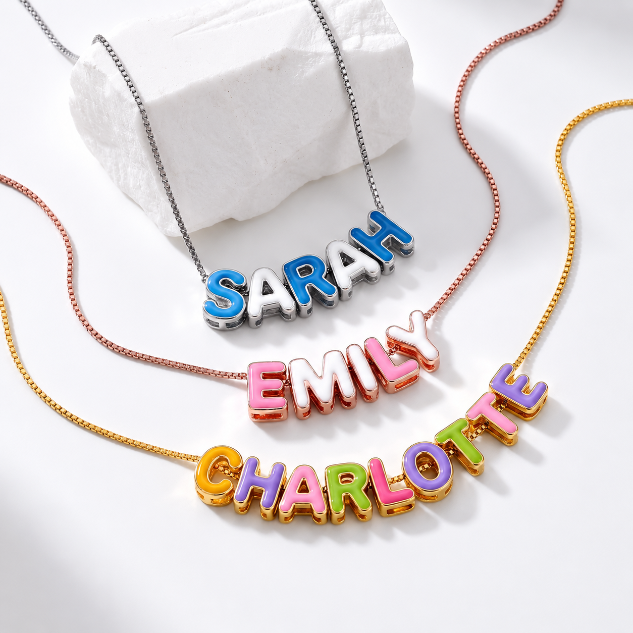 Rainbow Bubble Personalised Necklace