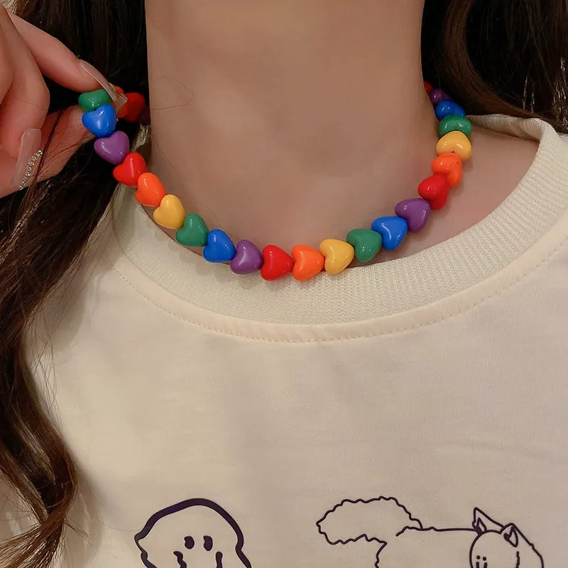 Rainbow Hearts Necklace
